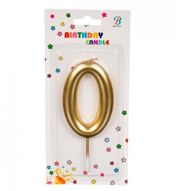 

Свеча для торта цифра 0 матовое золото