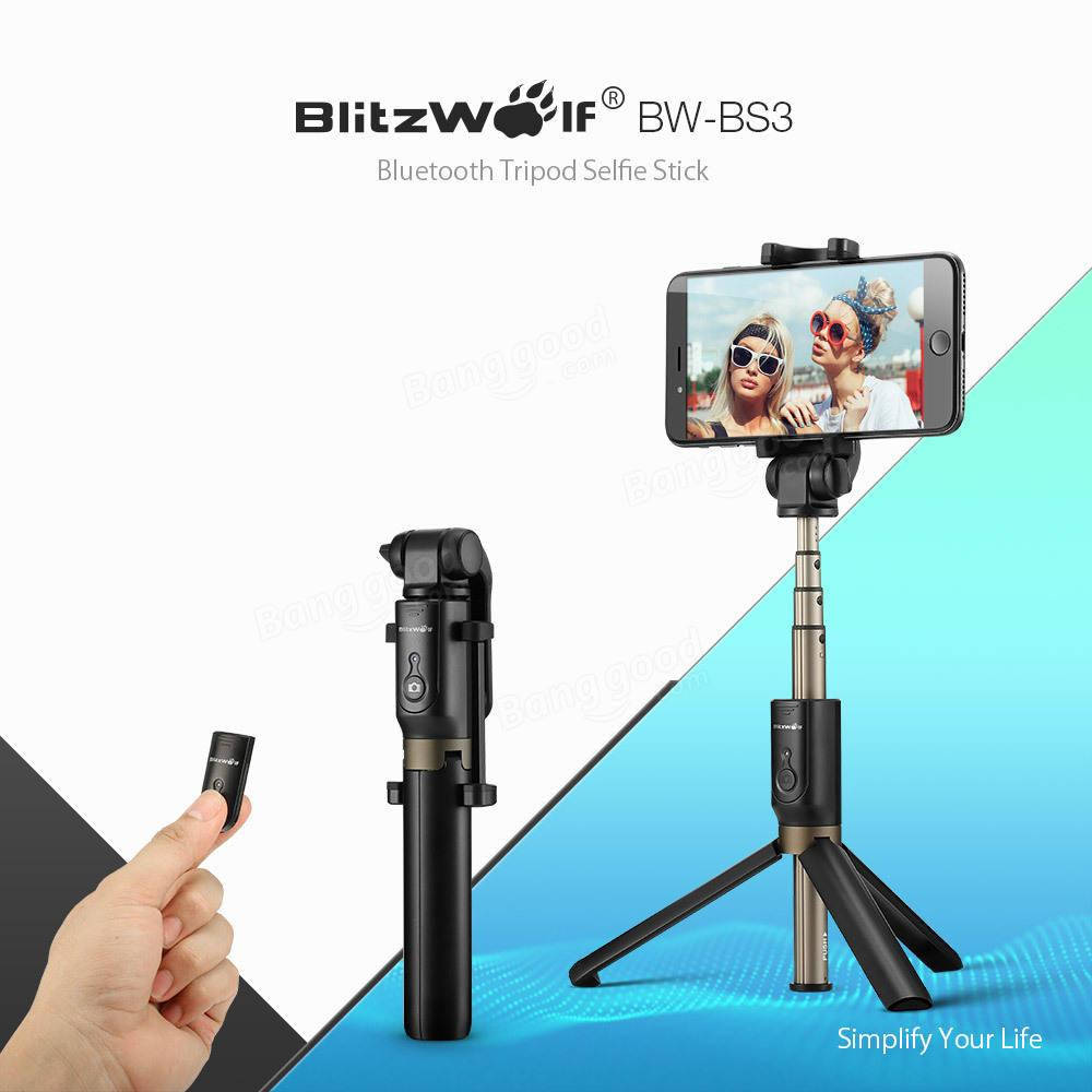 

Селфи-стик, монопод Blitzwolf BW-BS3 с Bluetooth управлением, Черный