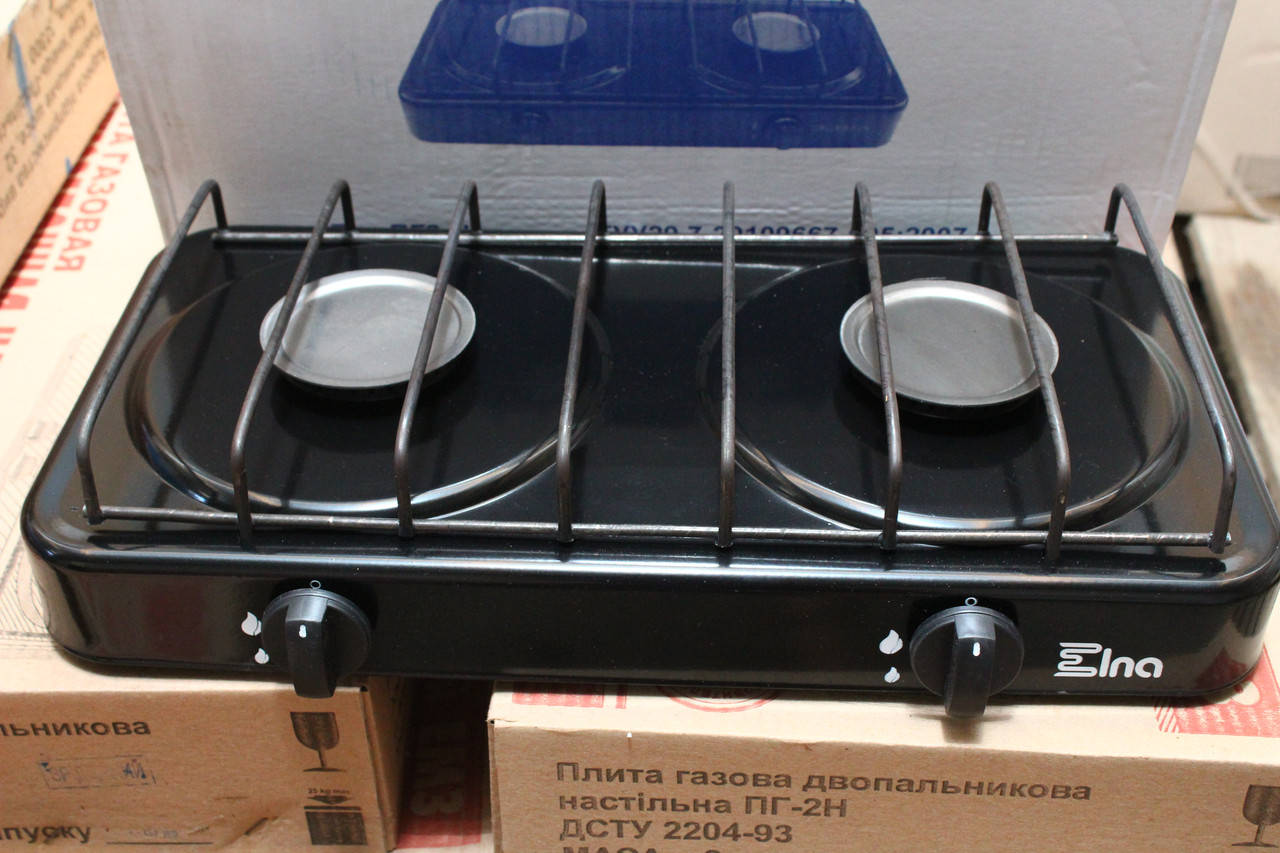 

Плита газовая настольная, таганок ЭЛНА ПГ-2 На две конфорки (без крышки)