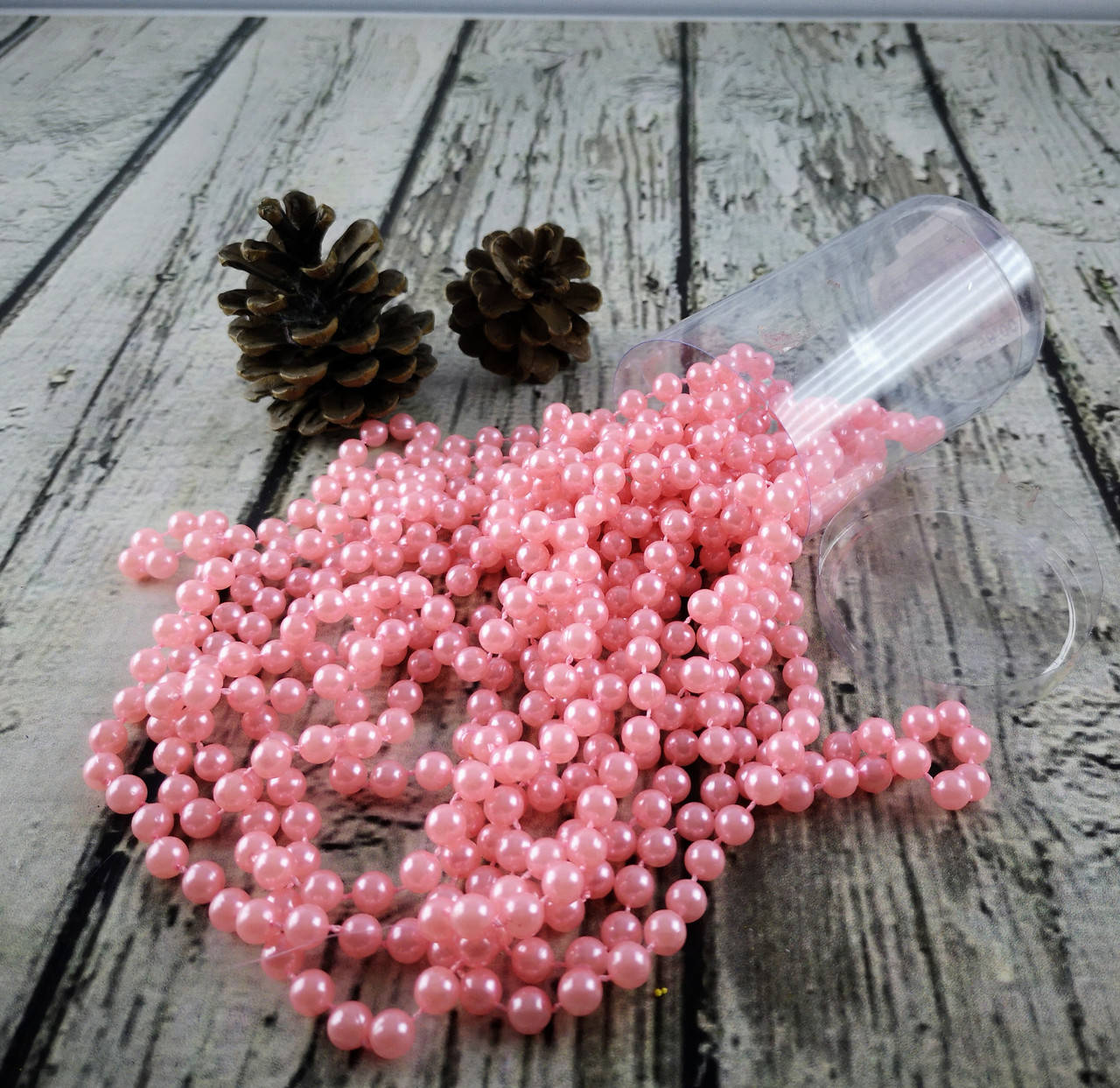 

Новогодние Бусы на елку 7,5 мм Розовые 5,5 м в тубусе 91564-PN Pioner