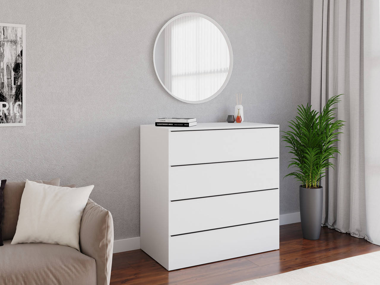 

Комод на 4 ящика Moreli TX-4 Ш 1000 / В 1014 / Г 544 Белый