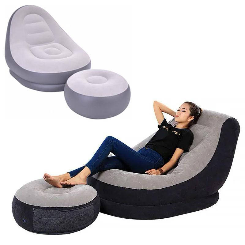 

Надувной диван с пуфом Air Sofa / Надувное велюровое кресло с пуфиком