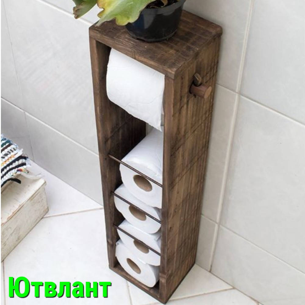 

Держатель для туалетной бумаги из натурального дерева, Органайзер для хранения туалетной бумаги деревянный, Коричневый