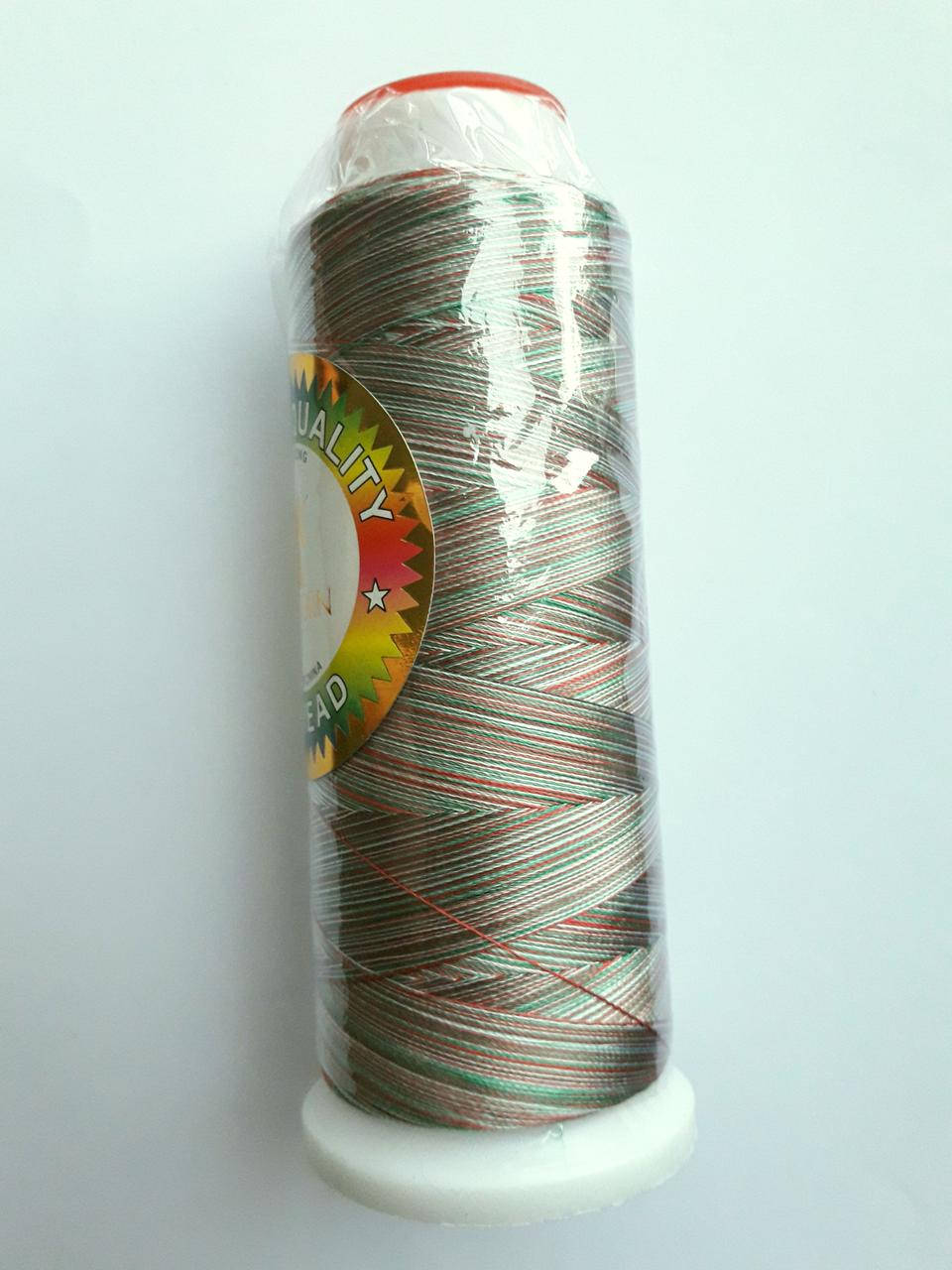 

Нитки для машинної вишики меланж 100% віскоза (100% rayon) 3000 ярдів, 040, білий-зелений-червоний, Разные цвета