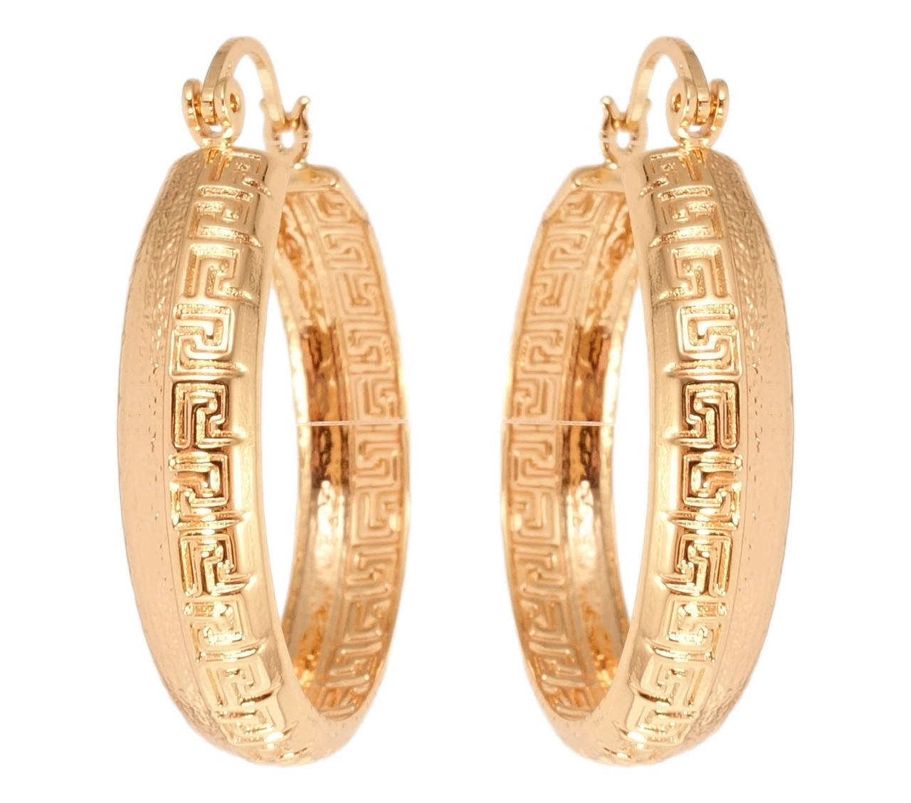 

Серьги M&L желтый оттенок замок-булавка "Кольца с меандровым орнаментом тиснением" ø 3,3см