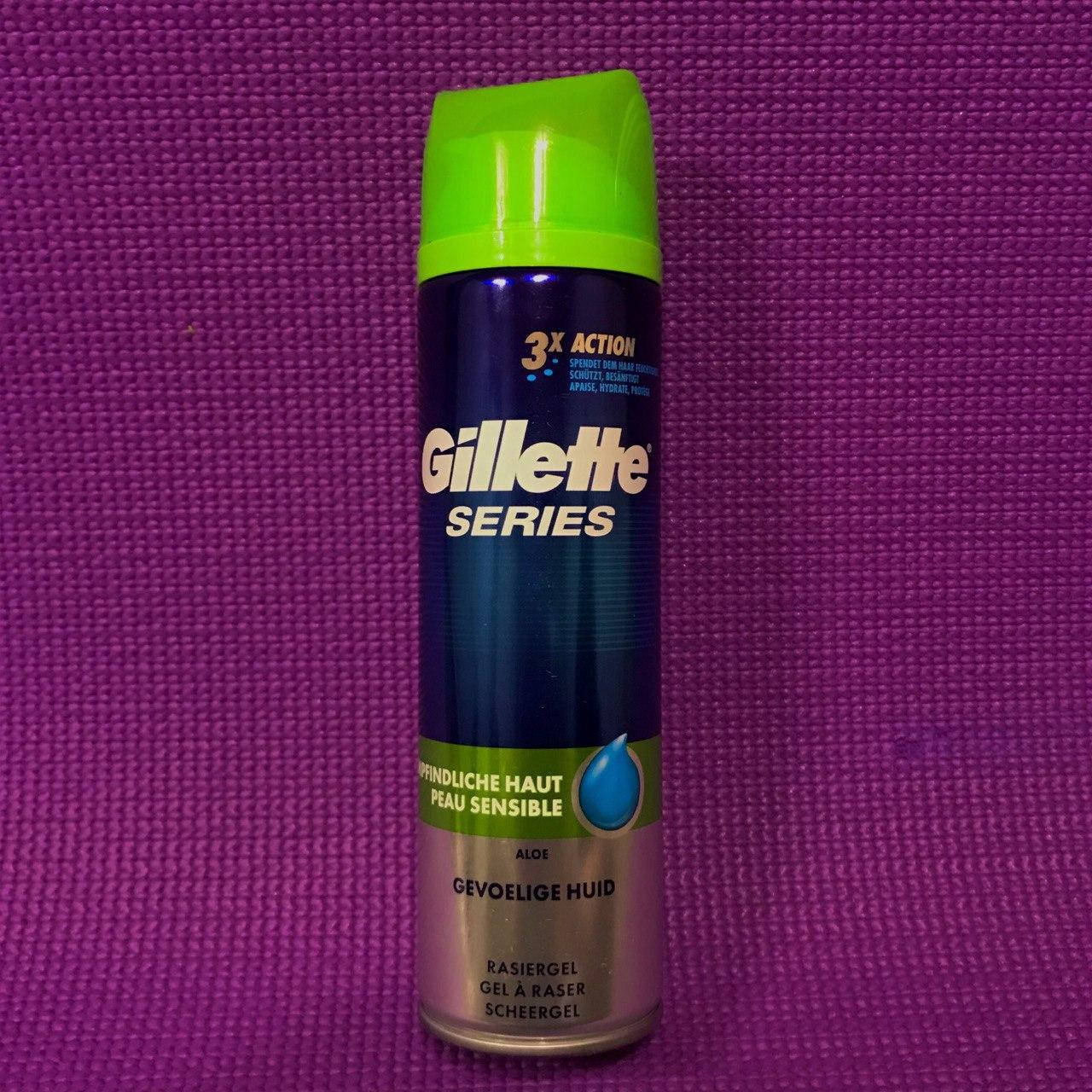 

Гель для бритья Gillette Series3 Sensitive Aloe 200мл, Джилет Сериес 3, Для чувствительной кожи, Увлажняющий