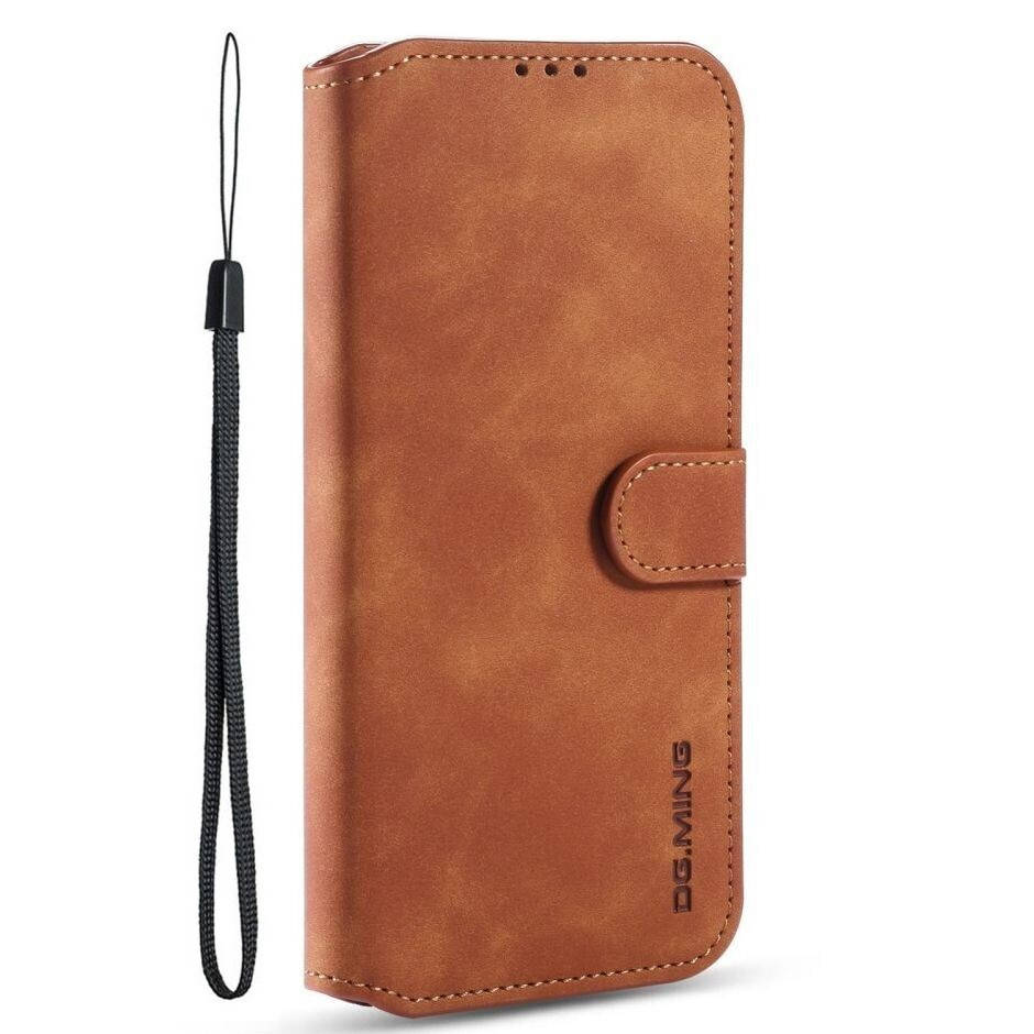 

Чехол книжка для Xiaomi Redmi Note 10 5G Коричневый магнит шнурок