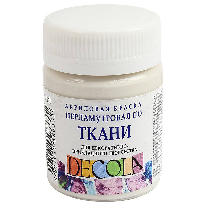 

Фарба акрилова для тканини Decola ЗХК 50 мл (104) біла перламутрова (352232)