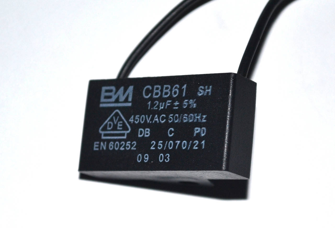 

Конденсатор для двигателя вентилятора 1,2mF (L=36mm*19,5mm,два провода)