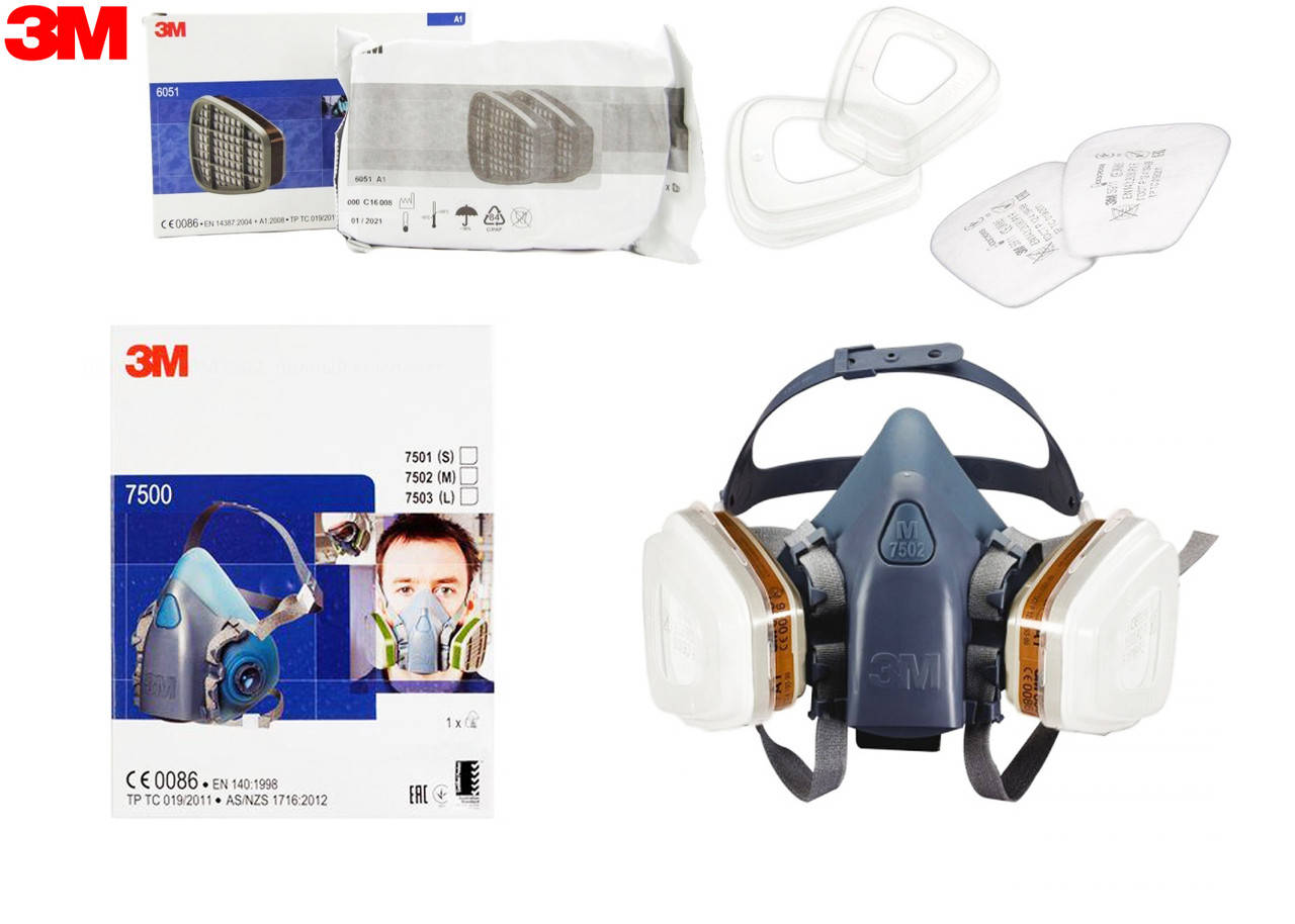 

Респиратор 3M 7502,полумаска 3M™ серии 7500 полный комплект