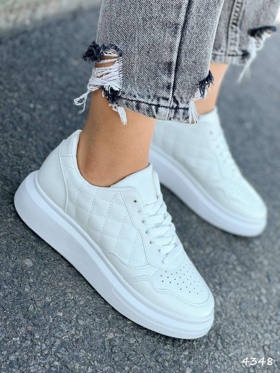 

Кроссовки криперы женские экокожаные похожи на MсQueen макквин белые Lex, Белый