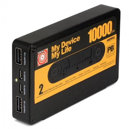 

Повербанк с фонариком и индикатором заряда REMAX Tape RP-T10 10000mAh |2USB, 2.4A| Черный