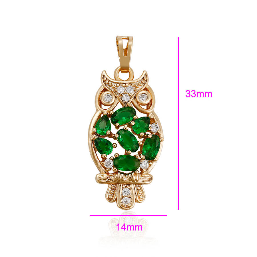 

Кулон Сова, с зеленым цирконием, медзолото, 18К
