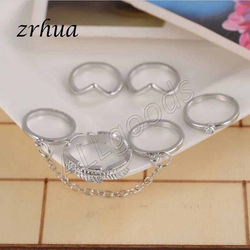 

Кольца на фаланги. Набор из 6 шт. (D0140Silver)