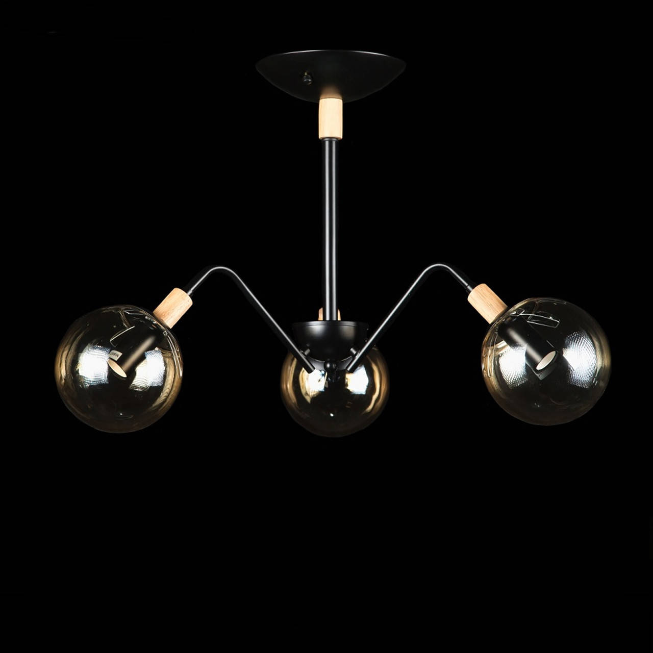 

Люстра лофт "молекула" на 3 лампы Е27 цвет каркаса черный Свет Мира VL-L4721/3 (BK+WOOD)