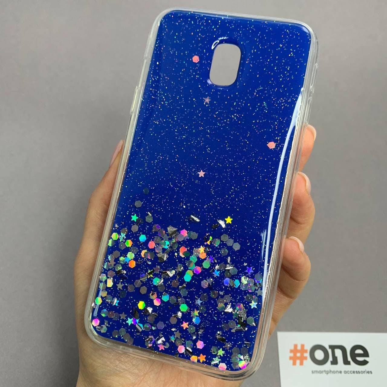 

Чехол для Samsung J3 2017 J330 накладка блестящая со звездочками чехол на самсунг дж330 дж3 синий Star