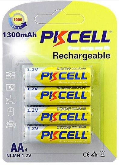 

Аккумуляторные батарейки AA PkCell Ni-MH 1300 мАч 4 шт., перезаряжаемые пальчиковые аккумуляторы АА