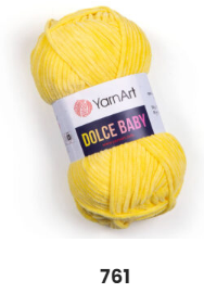 

Нитки пряжа для вязания велюровая плюшевая DOLCE BABY YarnArt Дольче Беби Ярнарт № 761- желтый