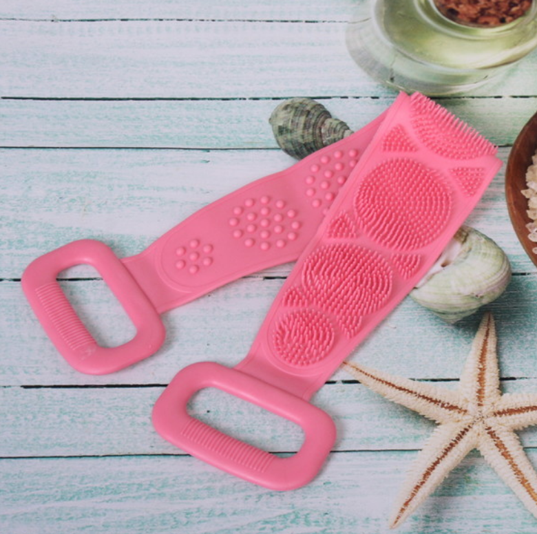 

Двухсторонняя силиконовая мочалка-массажер для тела. 70 см. Розовая Кладовка