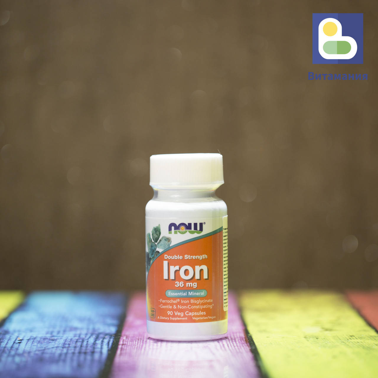 

Железо, Iron, Now Foods, 36 мг, 90 капсул