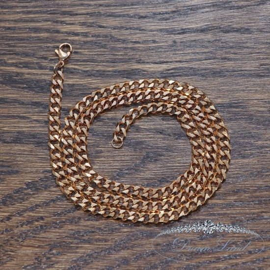 

Цепочка разной длины из нержавеющей медицинской стали с позолотой “Чикаго” шириной 5 мм