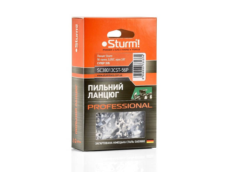 

Ланцюг до електропили Sturm 56 звена, 0,050", шаг 3/8", супер .зуб Sturm SC38013CST-56P