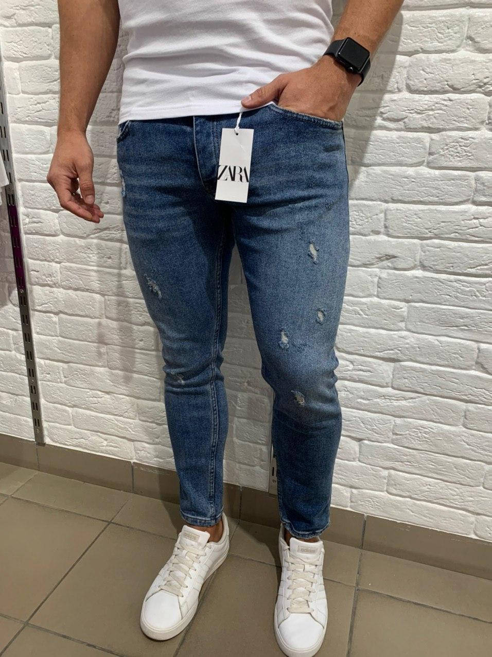 

Мужские джинси Zara синие Чоловічі штани штаны светлие для мальчиков підлітків