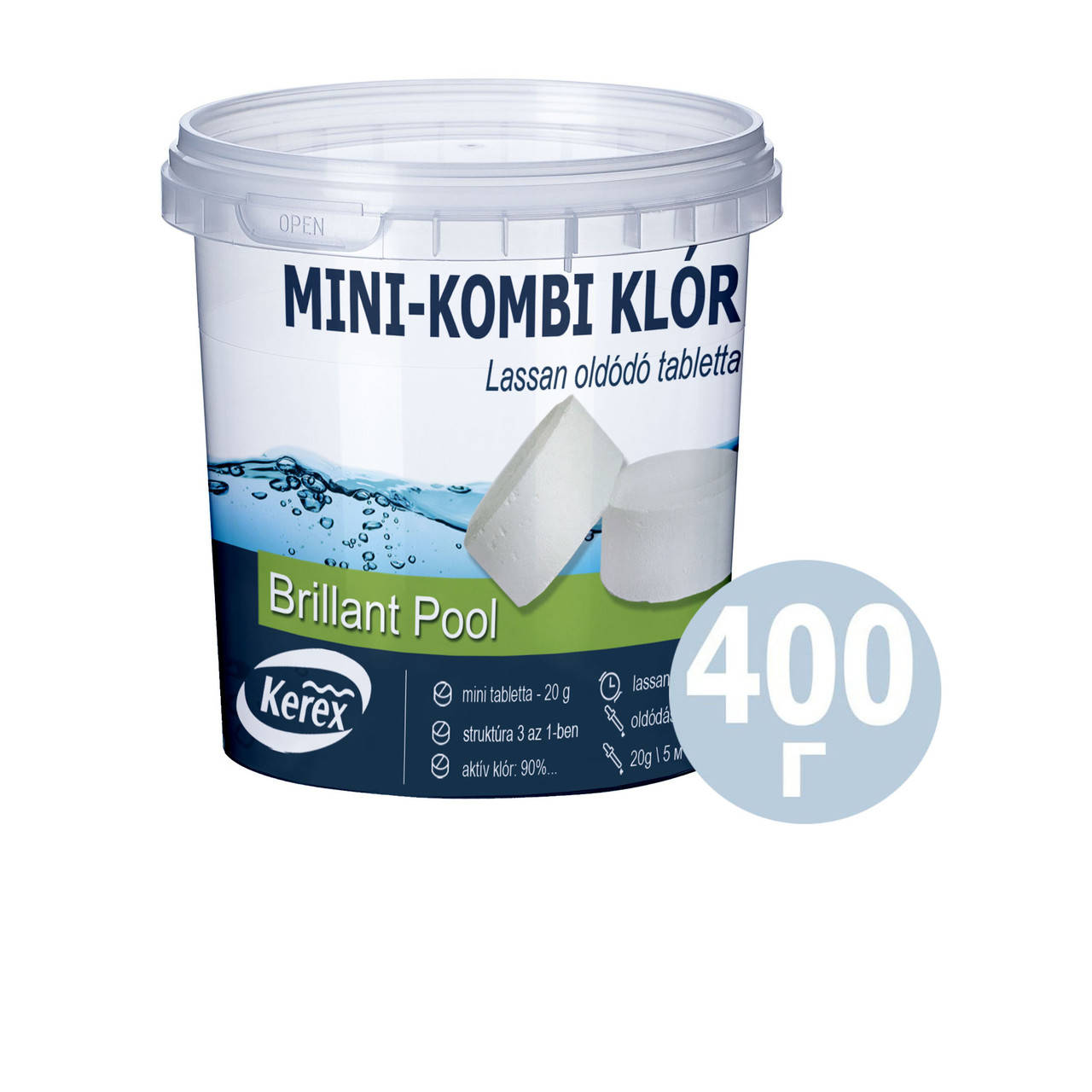 

Таблетки для бассейна MINI «Комби хлор 3 в 1» Kerex 80008, 400 г (Венгрия)