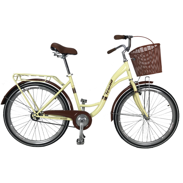 

Велосипед Titan Verona втулка Чехия 26" Кремовый Дорожный с корзиной и багажником