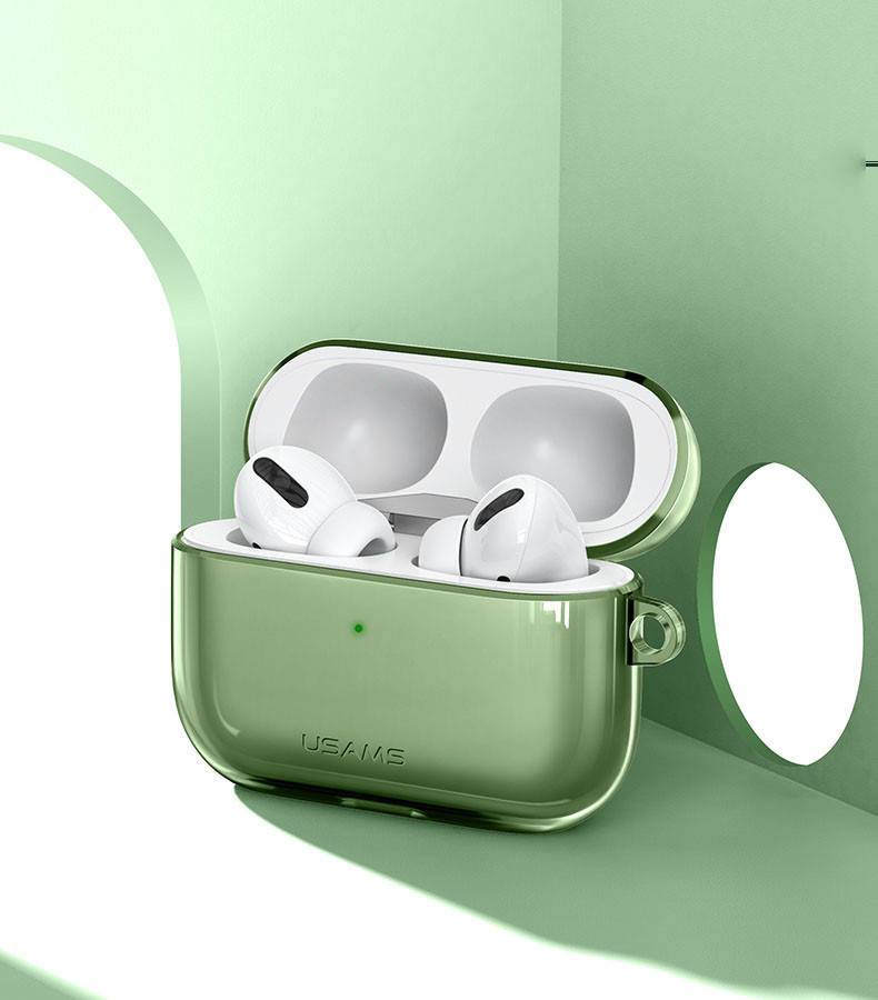 

Чехол silicone Airpods Pro Usams Transparent (US-BH570) - Transparent Green, Зелёный
