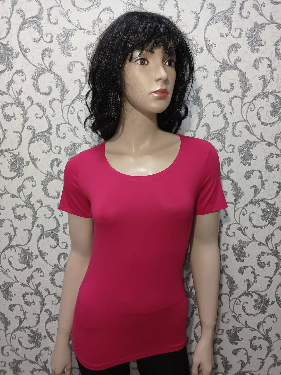 

Футболка женская трикотажная однотонная 44 46 малина