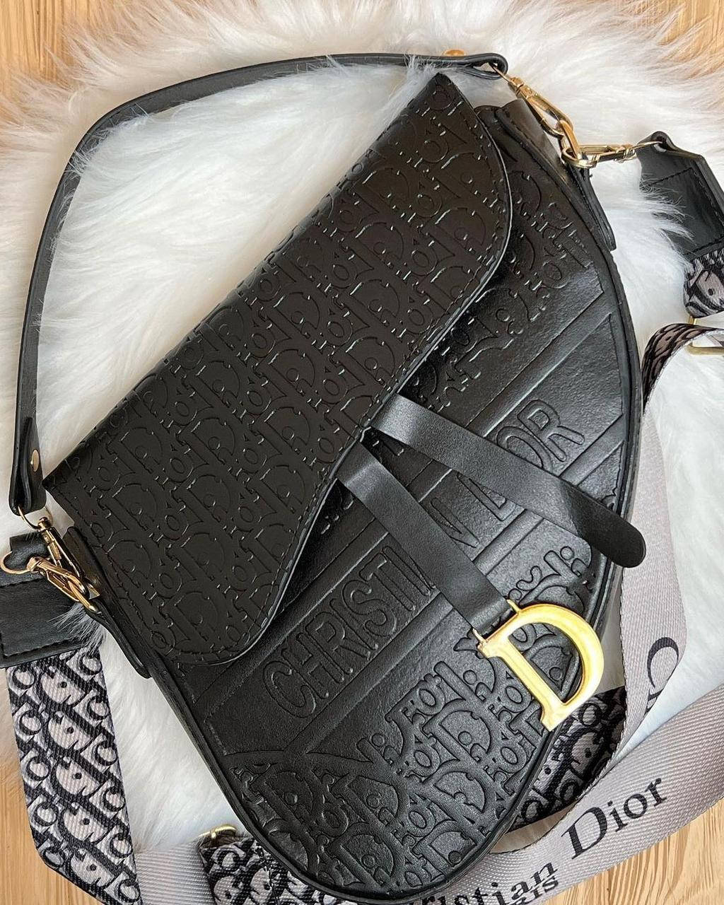 

Сумка женская седло Christian Dior черная Диор, Черный