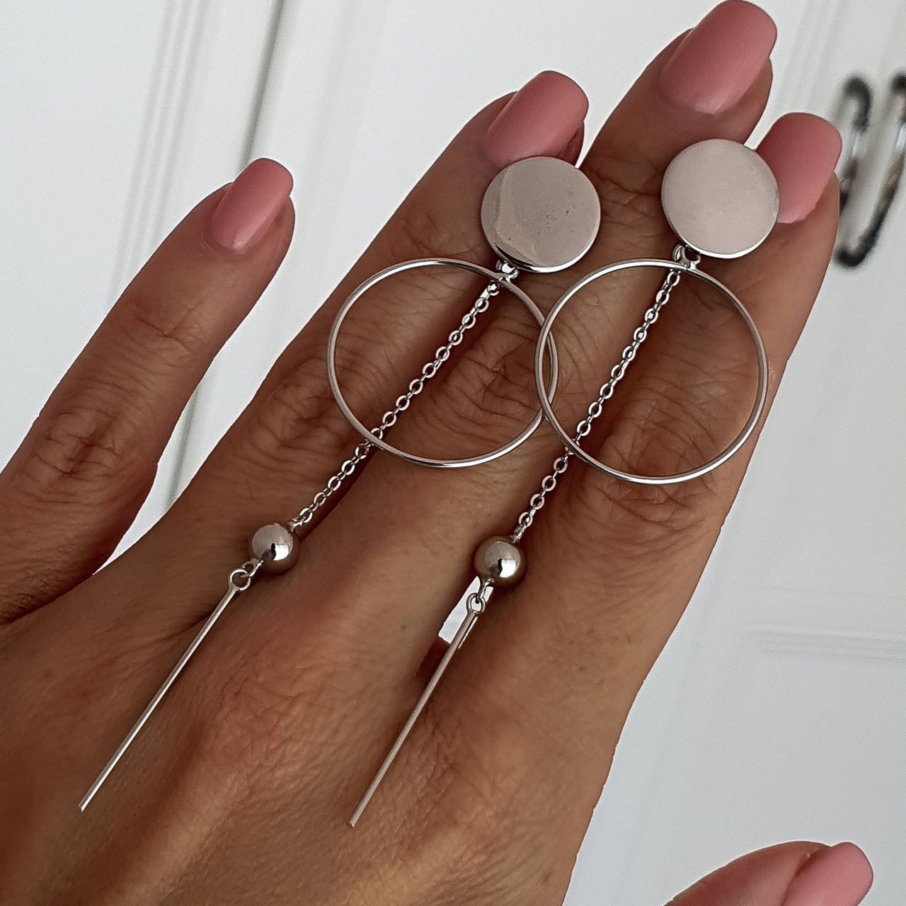 

Серьги серебряные длинные Геометрия