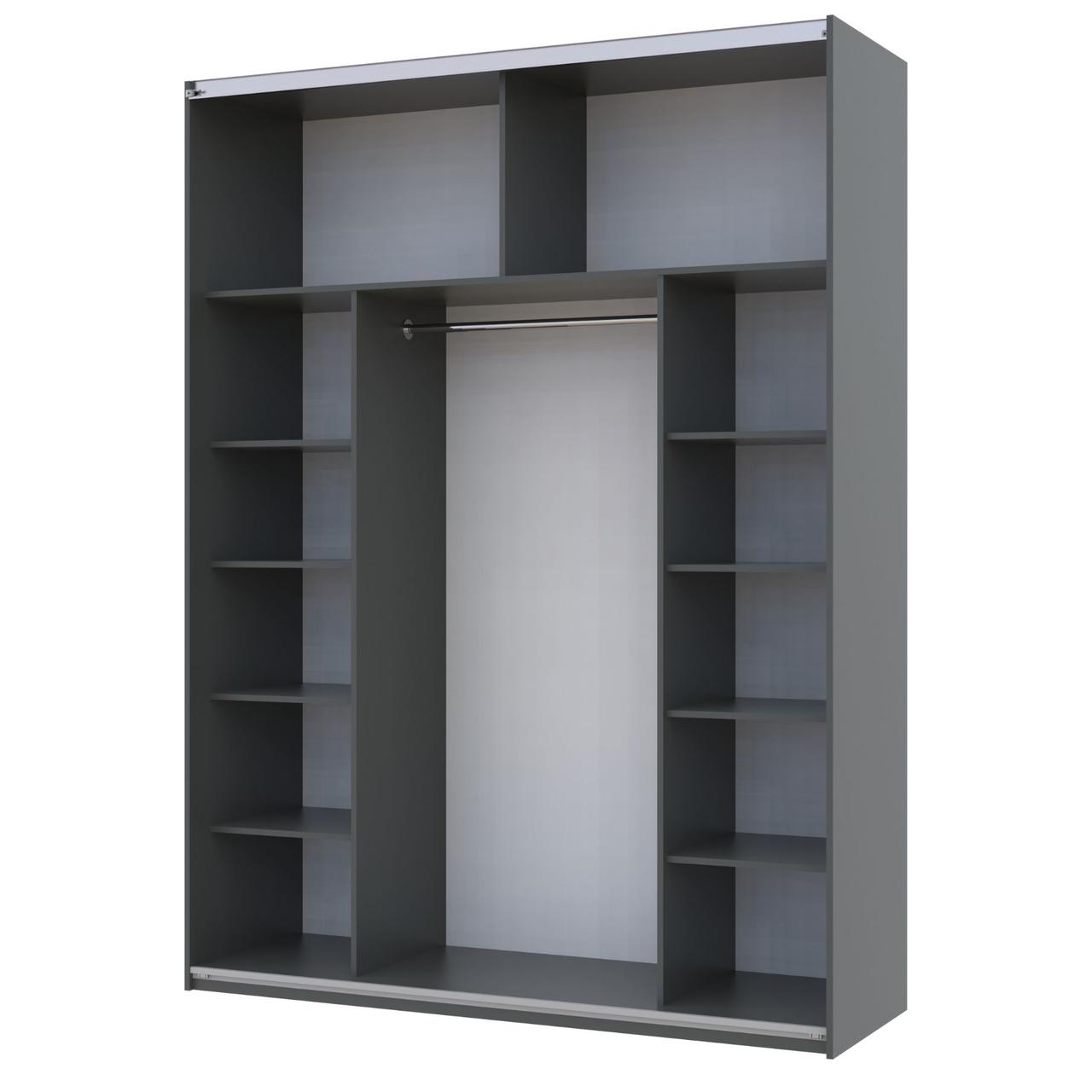 Шафа купе Doros G-Caiser Графіт 2 Скла / 3 частини 180х60х240 (42005016) 2