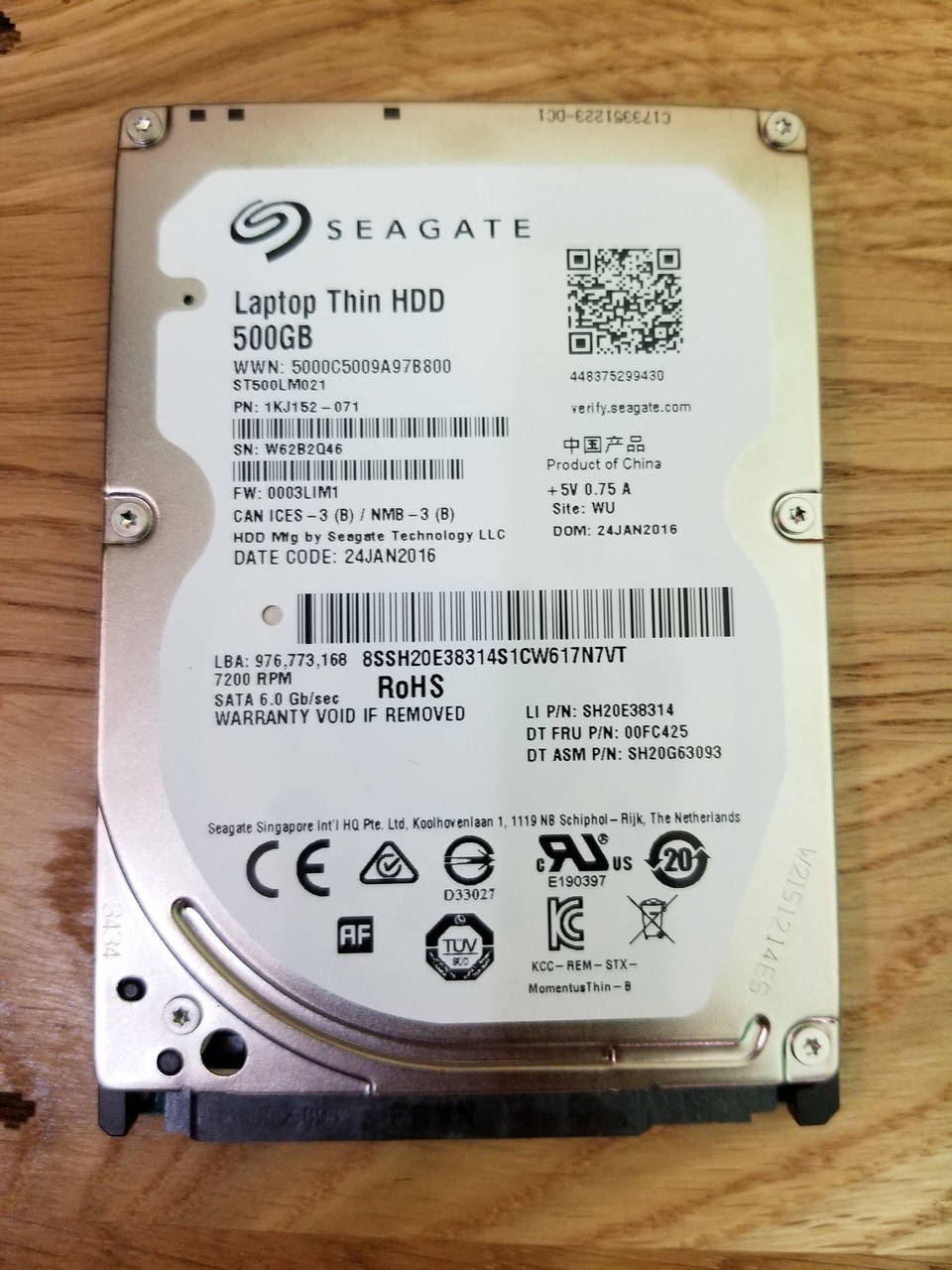

Жорсткий диск для ноутбука Seagate Laptop Thin HDD 500GB 7200rpm 32MB ST500LM021 2.5 SATA III