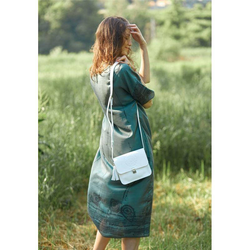 

Кожаная женская бохо-сумка Лилу белая, Белый