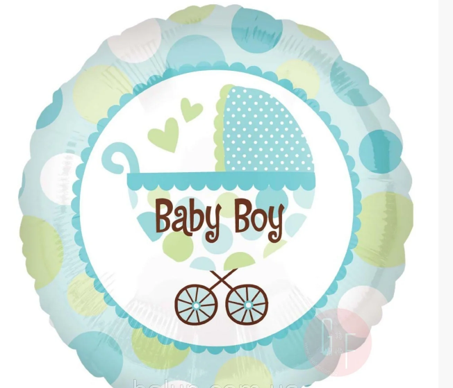 

Фольгированный круг с рисунком 18"(45см) "Baby Boy коляска голубая", Китай