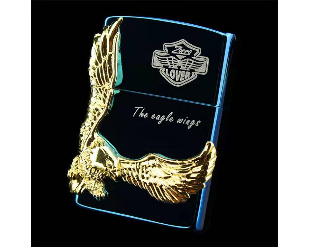 

Зажигалка бензиновая ZORRO Lover Eagle Wings gold, Серый