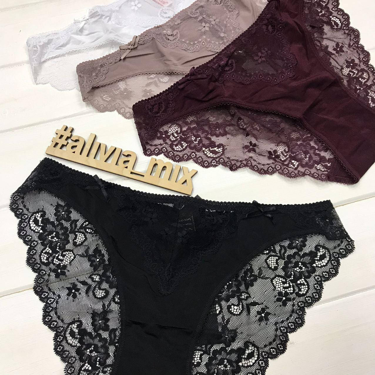 

Женские трусики из микрофибра+кружево La vivas Чёрный, L