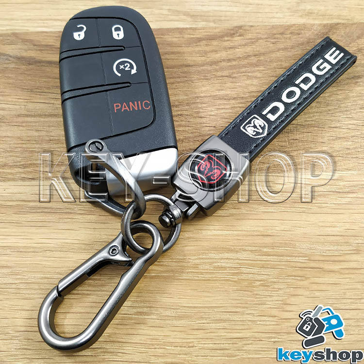 

Брелок ключа Dodge (Додж) кожаный (черный) с карабином