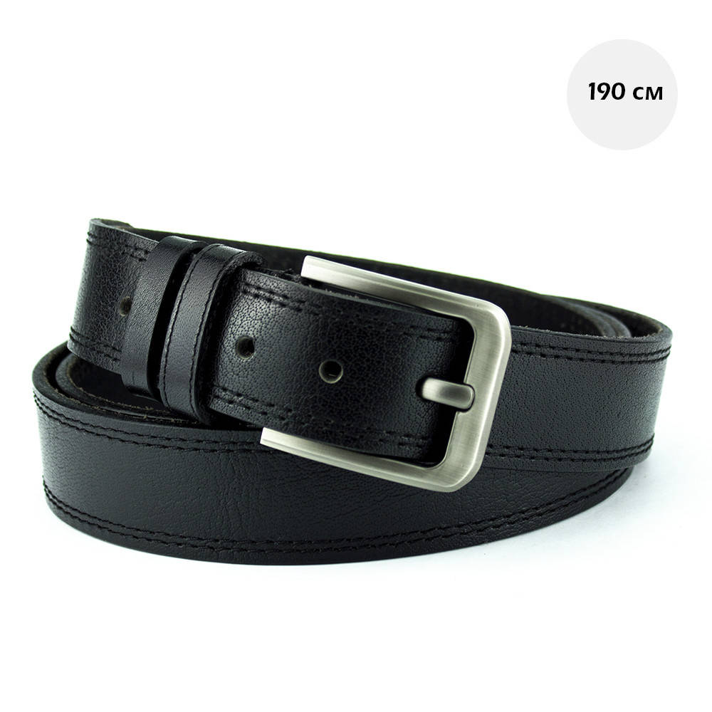 

Ремень мужской кожаный черный супер батал PS-4098 black (190 см)