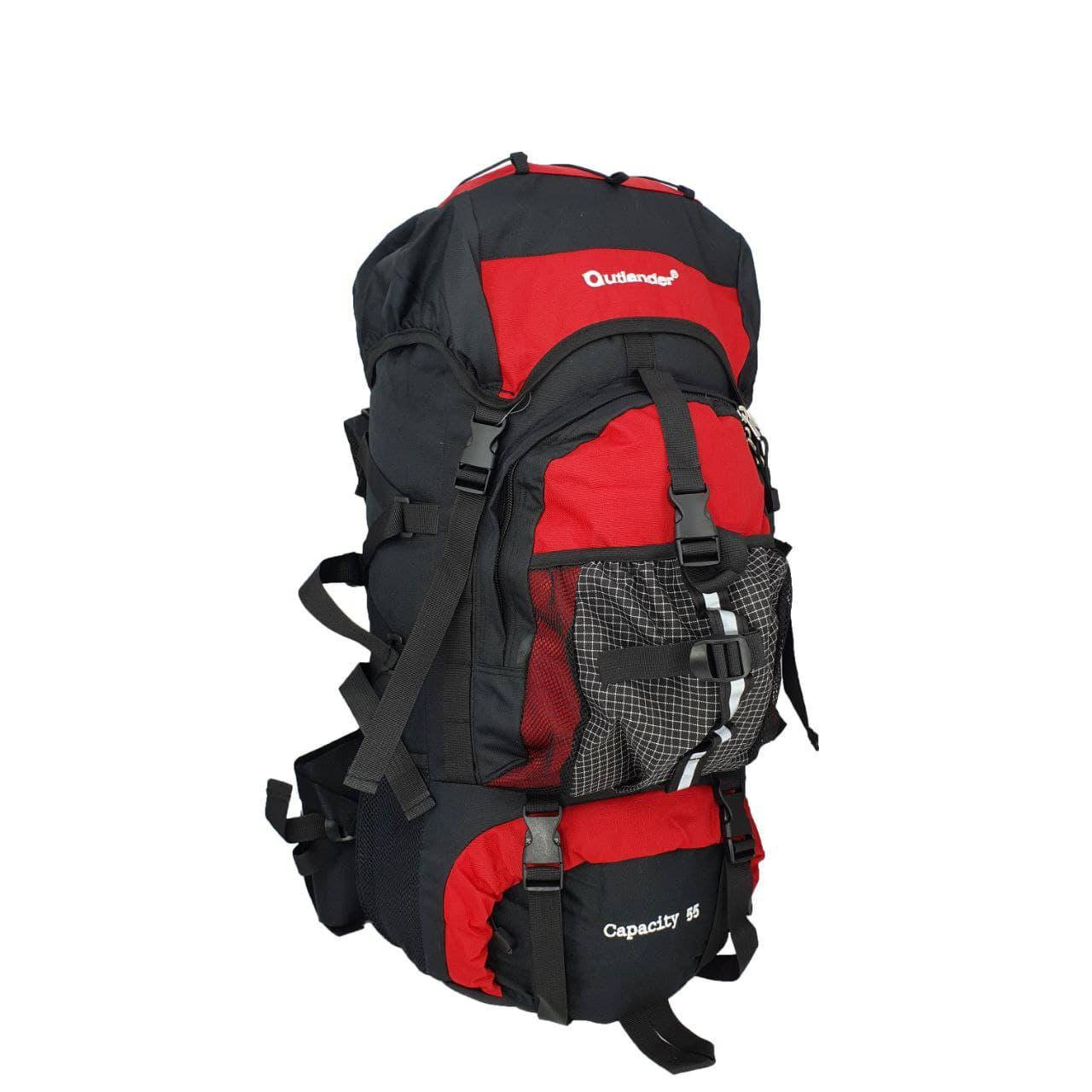 

Рюкзак туристический для путешествий 55 л с чехлом красный