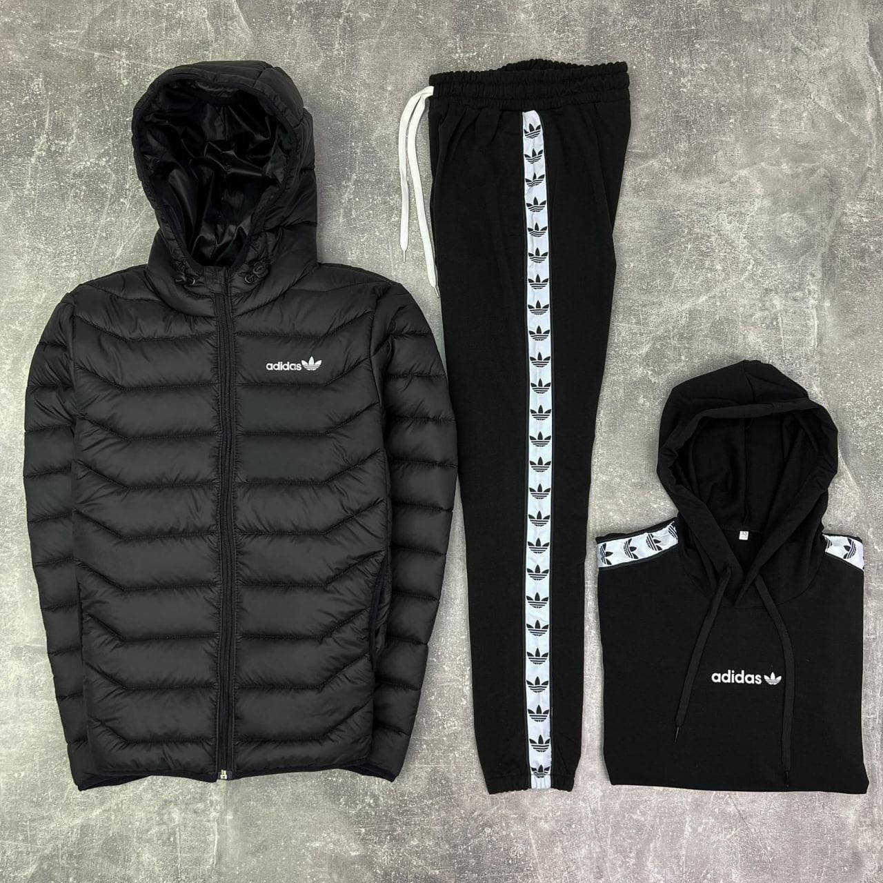 

Комплект мужской Adidas Спортивный костюм + Куртка мужская демисезонная Адидас | весенний осенний демисезонный, Черный