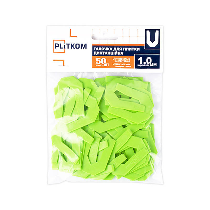 

Галочка для плитки 1 мм Plitkom (50 шт)