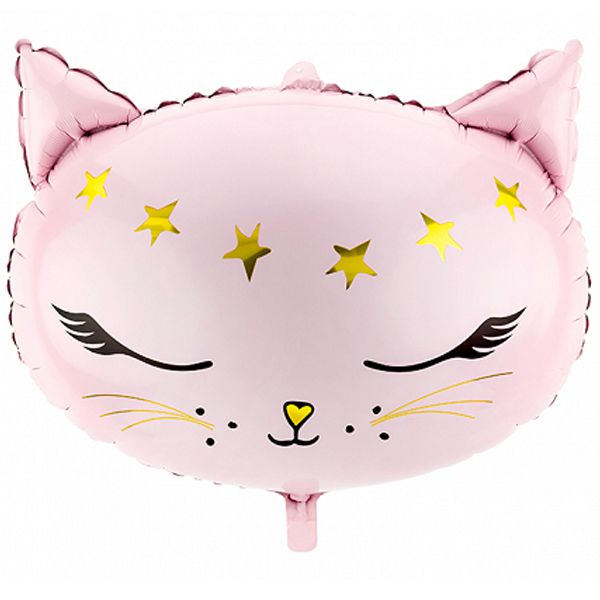 

Фольгированный шарик Party Deco (48х36 см) Кошечка со звездами голова, Разные цвета