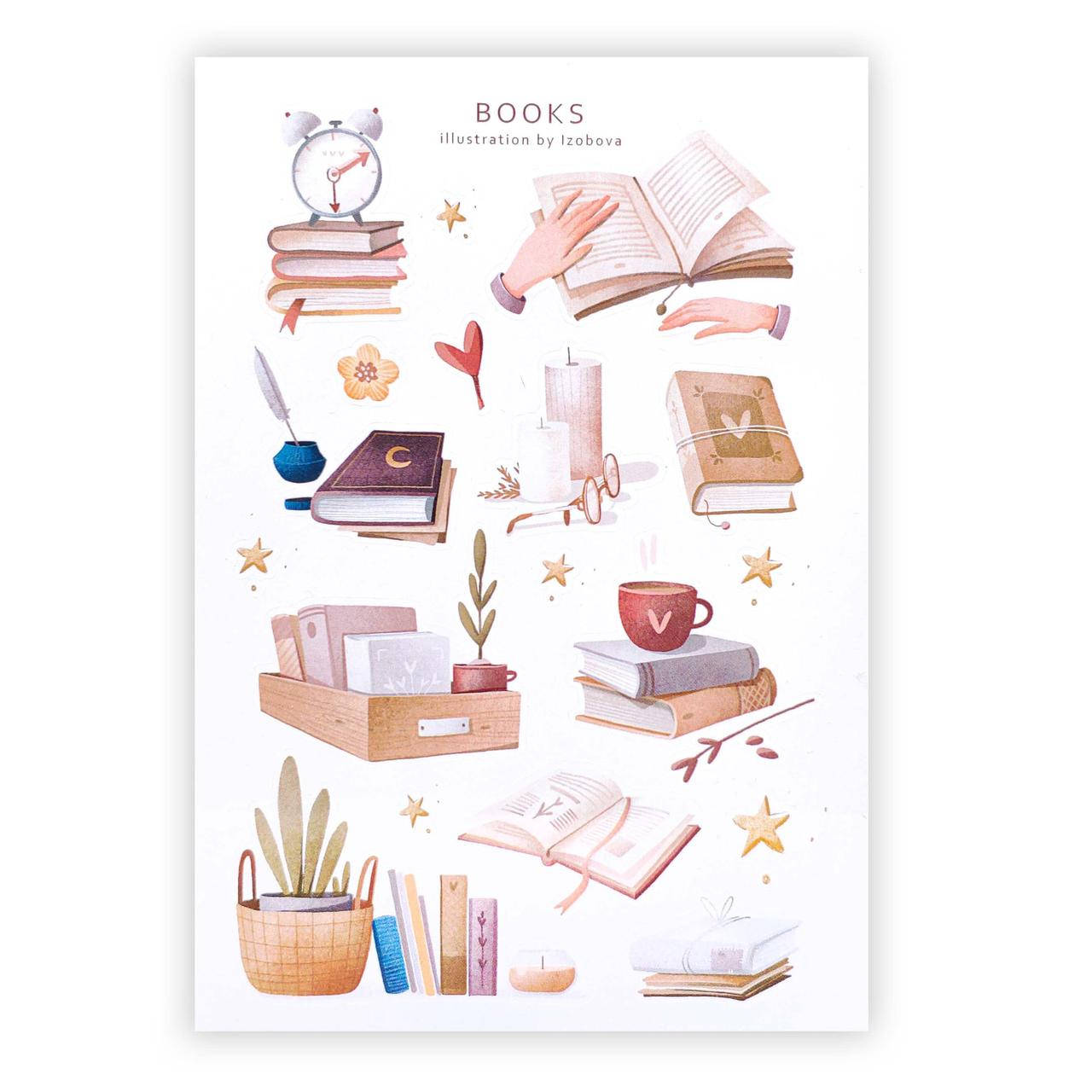 

Сет стикеров от Stickers Vanilka наклейки Books 10.5х14.8 см, Белый