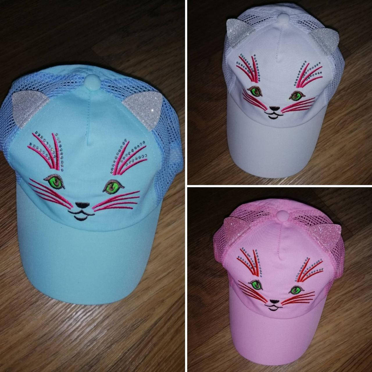 

Бейсболка хлопковая кепка с ушками кошечка, Голубой