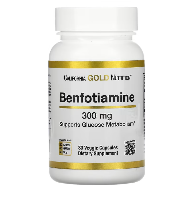 

Бенфотиамин "Benfotiamine" California Gold Nutrition, 300 мг, 30 капсул