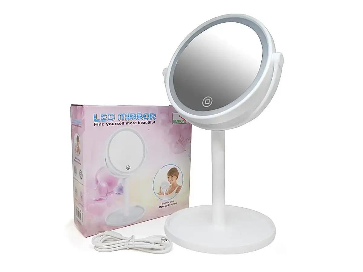 

Зеркало косметическое настольное с LED подсветкой 00058 48шт 9865