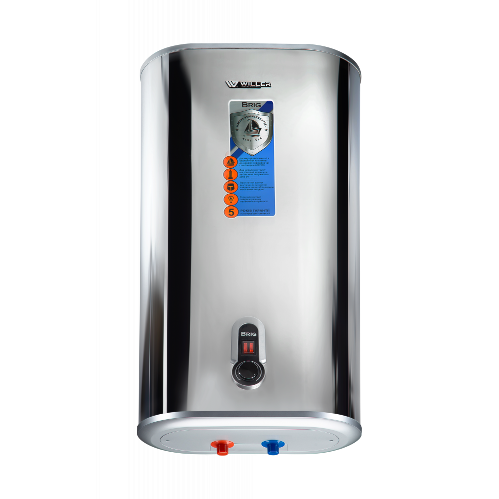 

Бойлер 50 л Willer электрический с сухим тэном IV50DR BRIG MIRROR